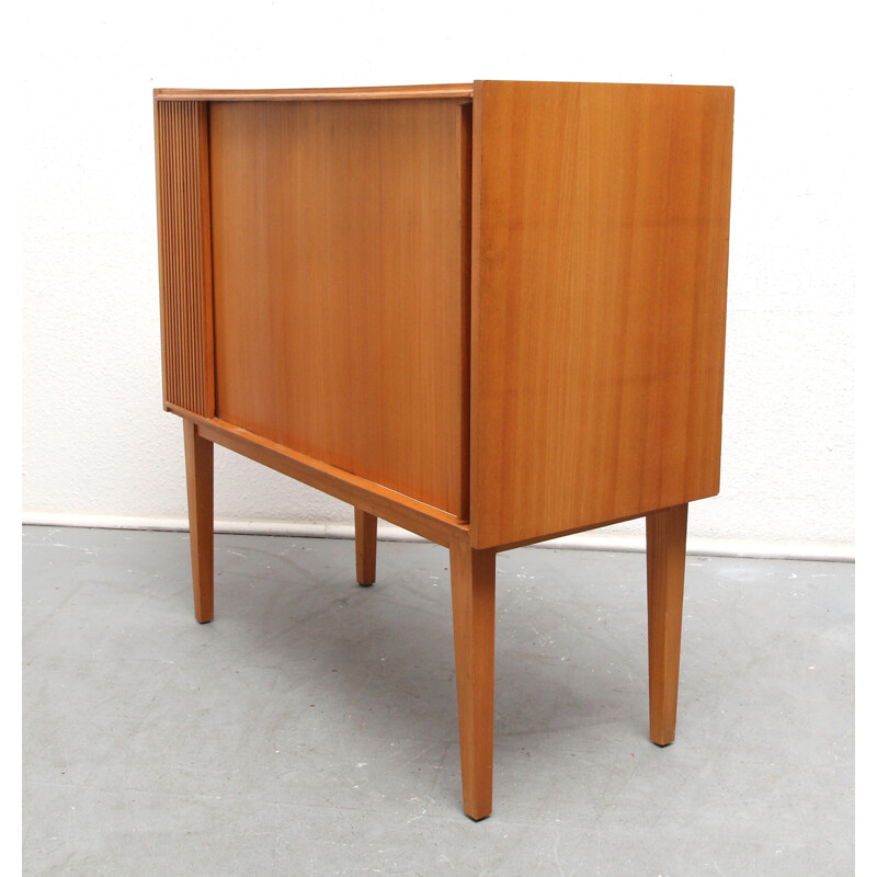 Small bar cabinet in cherry wood with tambour door - 1950s