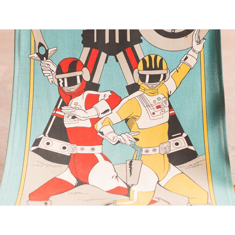 Vintage-Kindersitzsack mit Goldorak- und Power Rangers-Motiven, 1988