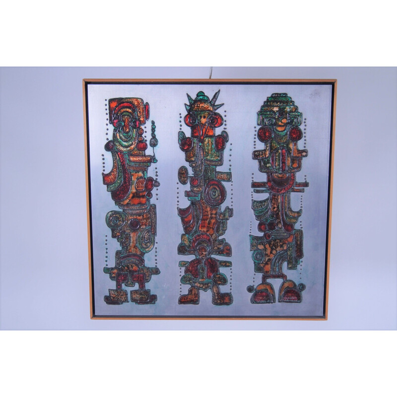 Vintage modern art "Totems A" on aluminum by Schoemaker, Netherlands 1980