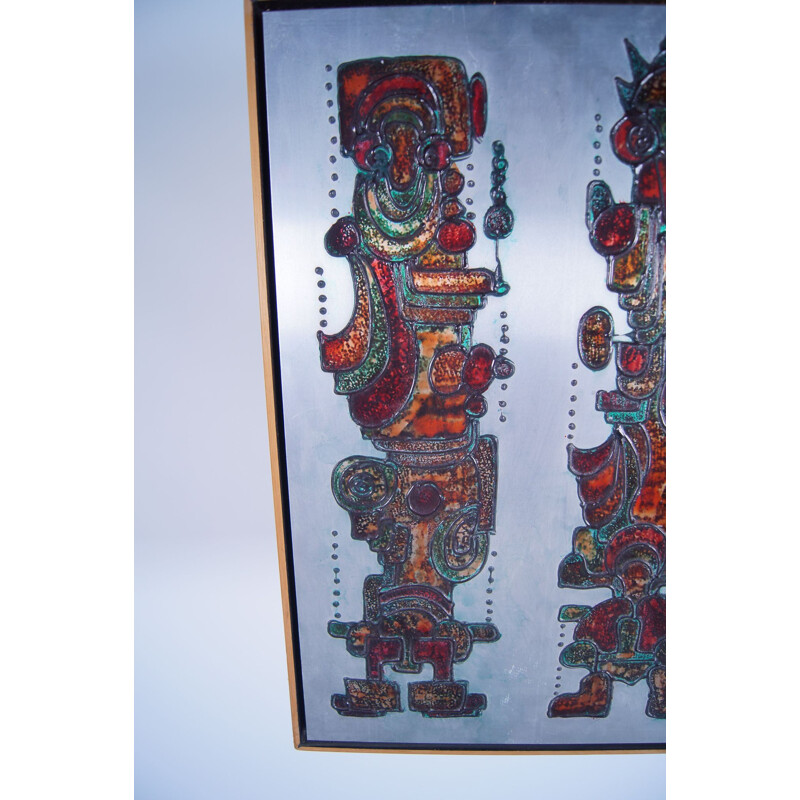 Vintage modern art "Totems A" on aluminum by Schoemaker, Netherlands 1980