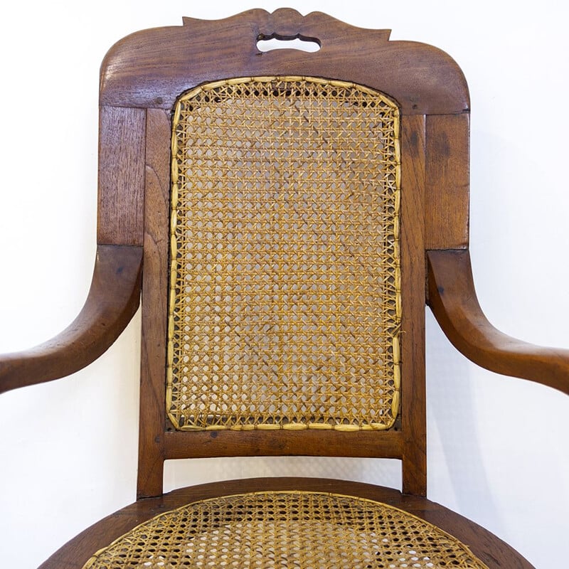 Adjustable and swiveling vintage oak wood office chair