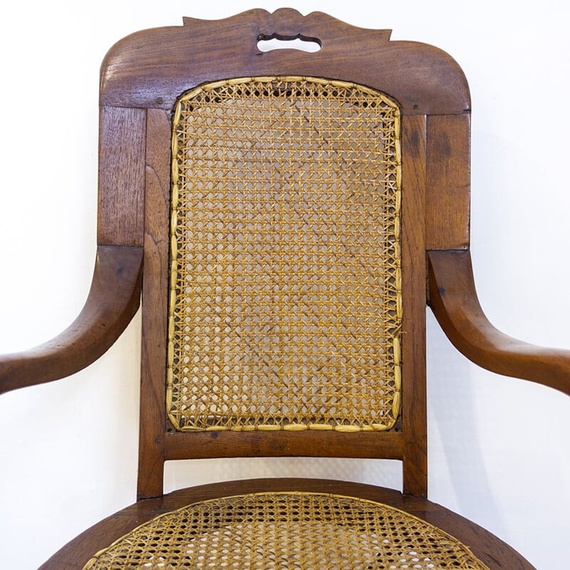 Fauteuil de bureau vintage réglable et pivotant en bois de chêne