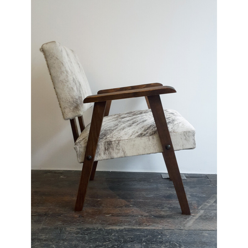 Pair of modernist armchairs in pony skin - 1940s