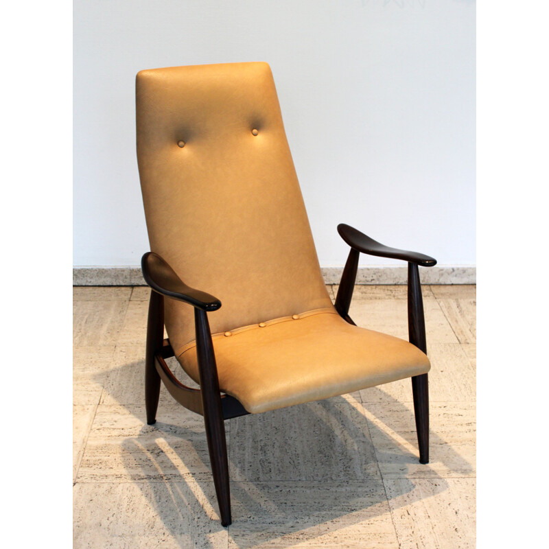 Senior vintage fauteuil in massief teakhout van Louis Van Teeffelen voor WéBé, Denemarken