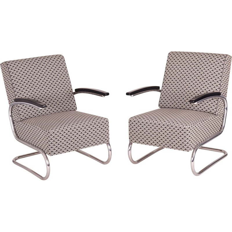 Pair of vintage gray armchairs by Mucke Melder, Czechoslovakia 1930