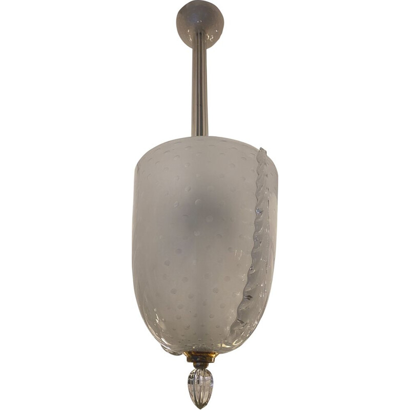 Lámpara de suspensión vintage de cristal de Murano de Barovier y Toso, 1940