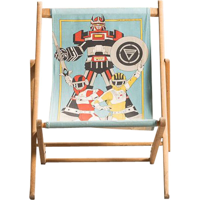 Silla infantil vintage con motivos de Goldorak y Power Rangers, 1988