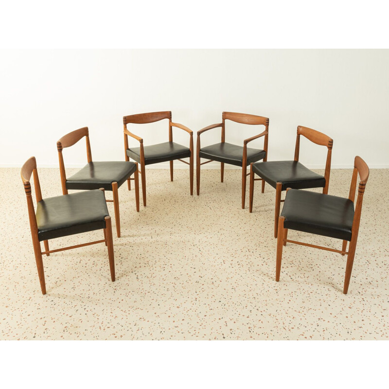 Ensemble de 6 chaises vintage en teck massif par H.W. Klein pour Bramin, Danemark 1960