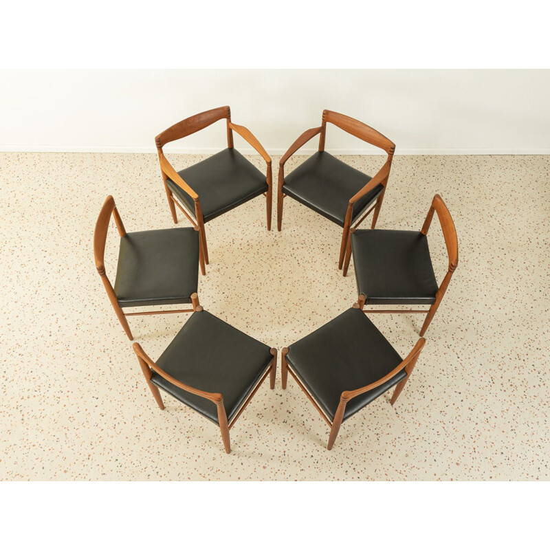 Set of 6 vintage solid teak wood dining chairs by H.W. Klein for Bramin, Denmark 1960s