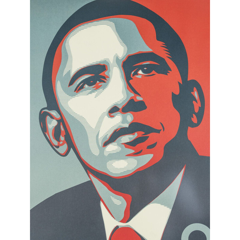 Cartaz eleitoral Vintage com moldura de madeira de cinza feita à mão de Barack Obama, 2008