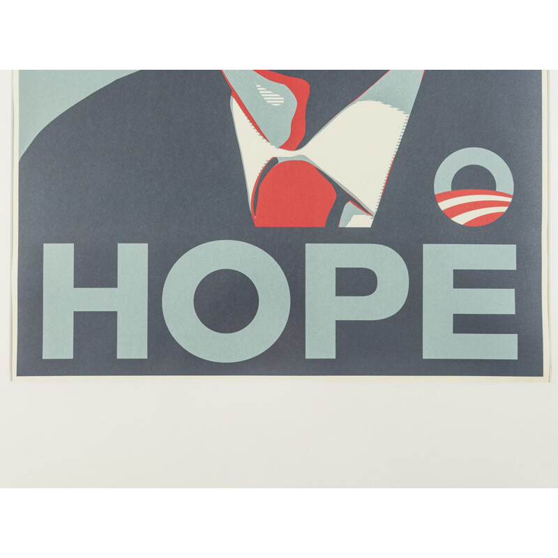 Vintage-Wahlplakat Handgefertigter Rahmen aus Eschenholz von Barack Obama, 2008