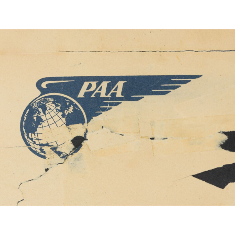 Affiche de voyage vintage "Paris" encadré en bois par Pan Am Airways, 1949