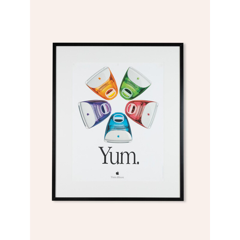 Vintage "Apple" advertising poster in a wooden frame by Yum, 1999