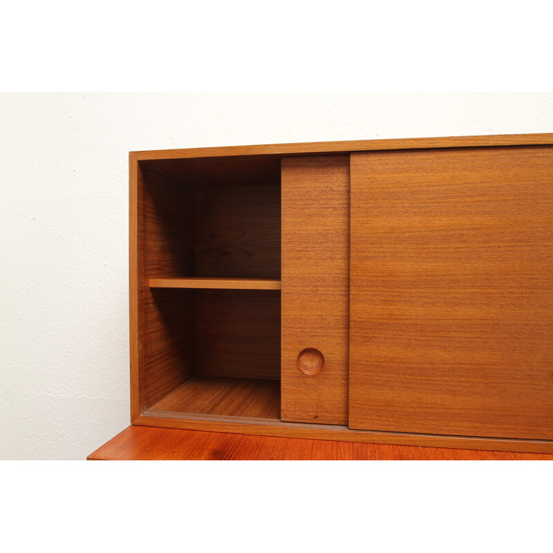 High cabinet in teak with drawers and sliding doors - 1960s