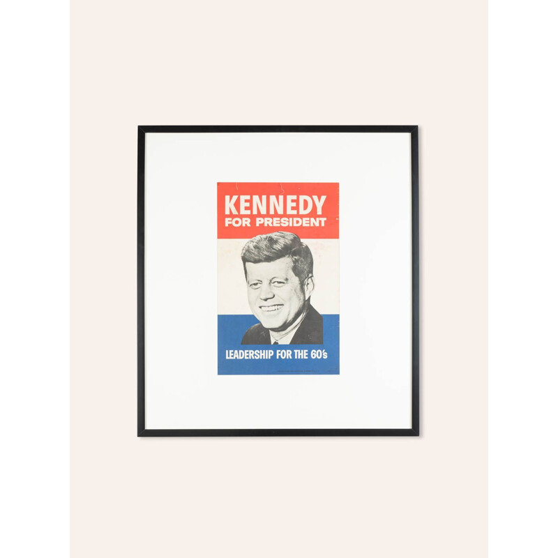 Vintage-Wahlkampfplakat in einem handgefertigten Holzrahmen von John F. Kennedy, 1960