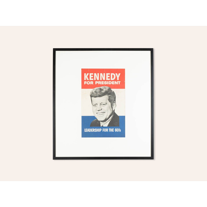 Vintage-Wahlkampfplakat in einem handgefertigten Holzrahmen von John F. Kennedy, 1960