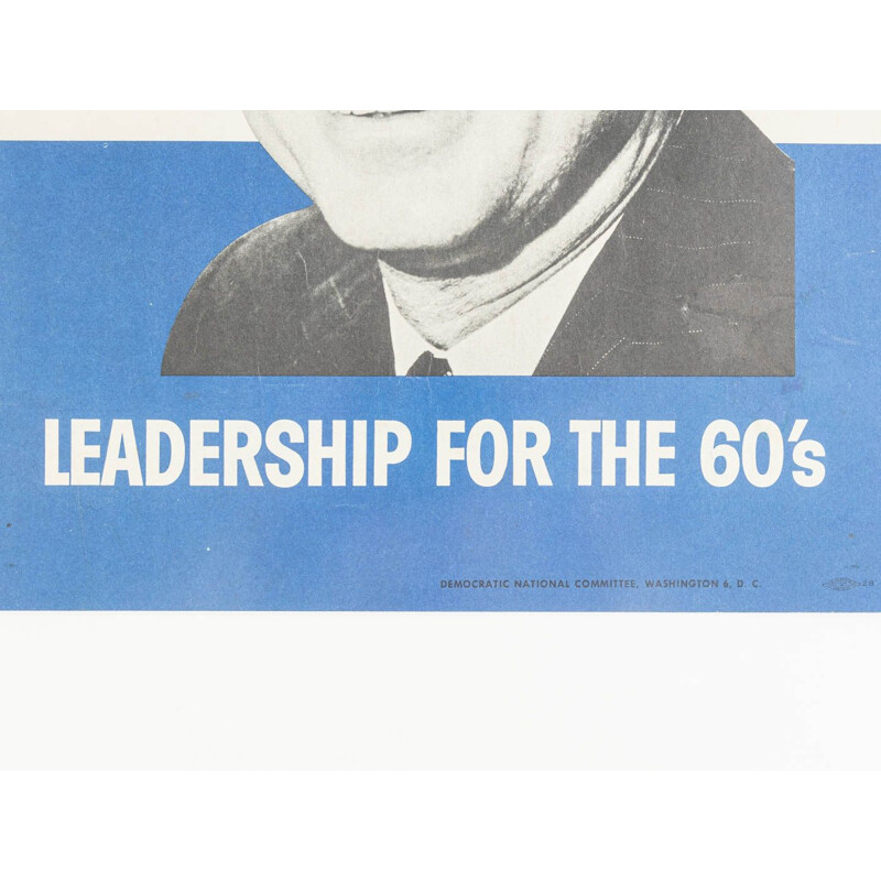 Vintage campaign poster in a handcrafted wooden frame of John F. Kennedy, 1960