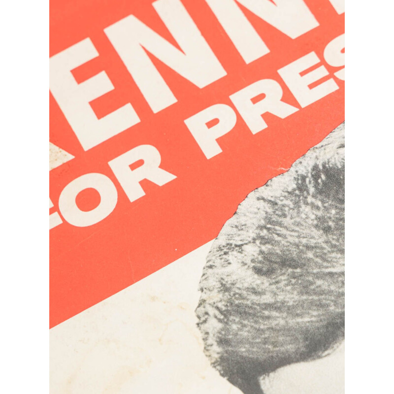 Vintage campaign poster in a handcrafted wooden frame of John F. Kennedy, 1960