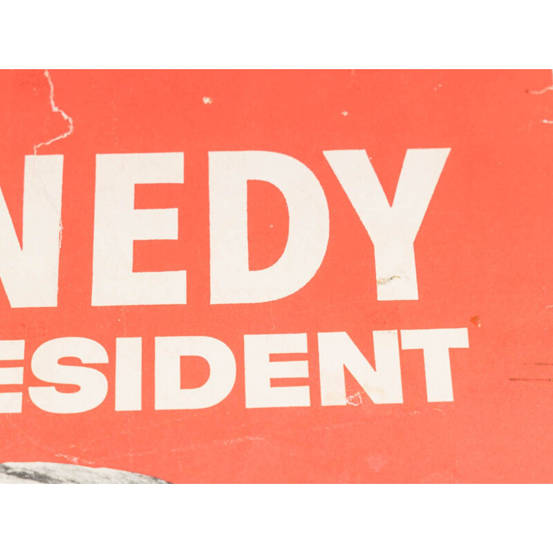 Cartel de campaña vintage en un marco de madera artesanal de John F. Kennedy, 1960