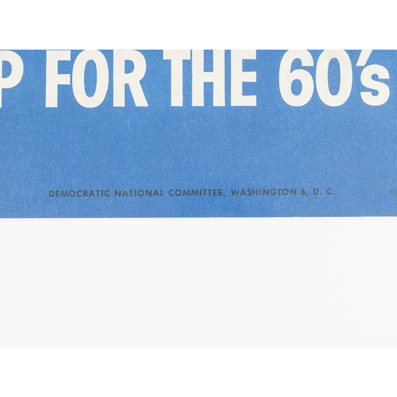 Vintage campagne poster in een handgemaakt houten frame van John F. Kennedy, 1960