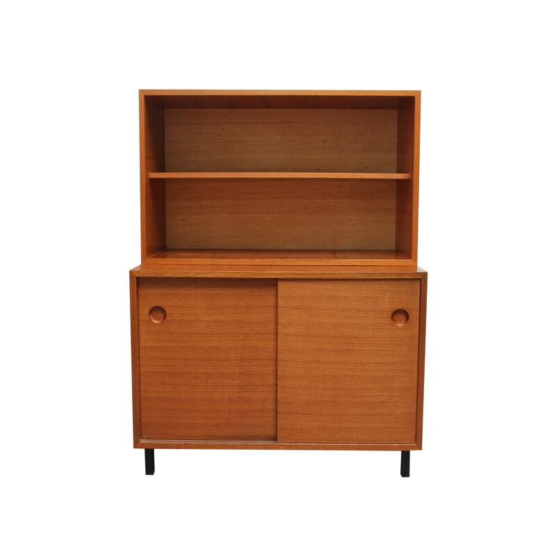 Mid-century high cabinet in teak with sliding doors - 1960s