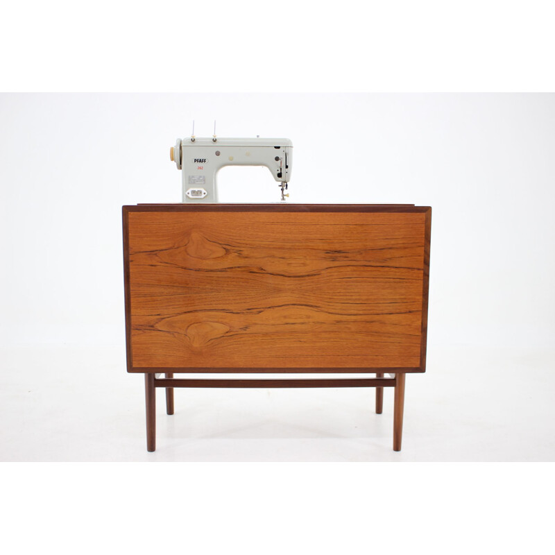 Vintage teak sewing table with built in sewing machine, Denmark 1960s