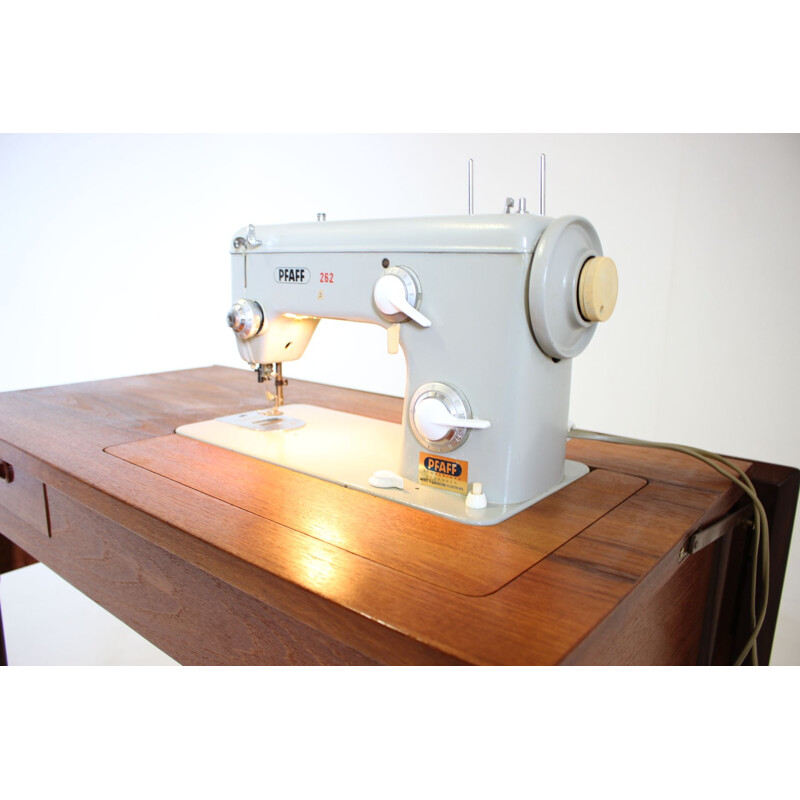 Vintage teak sewing table with built in sewing machine, Denmark 1960s