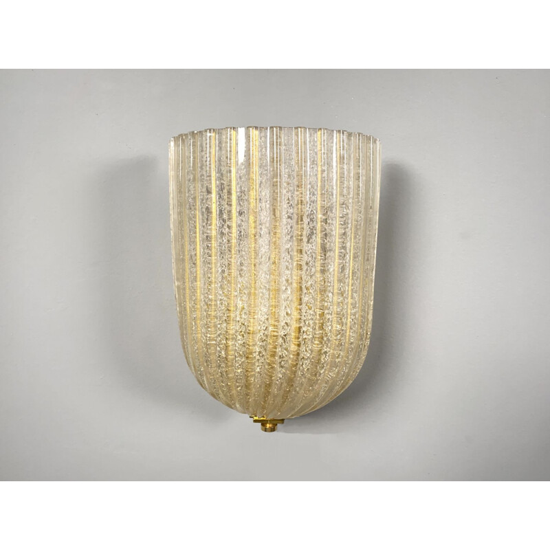 Pair of vintage wall lamp by Barovier and Toso for Murano, Italy 1970