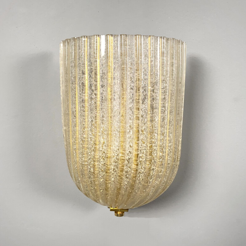 Pair of vintage wall lamp by Barovier and Toso for Murano, Italy 1970