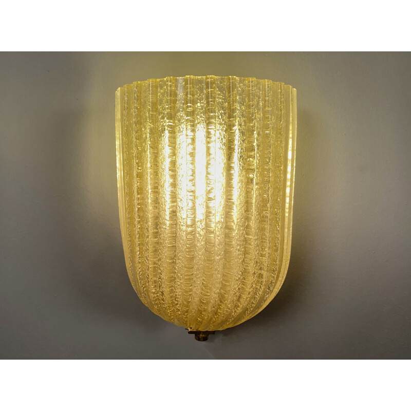 Pair of vintage wall lamp by Barovier and Toso for Murano, Italy 1970