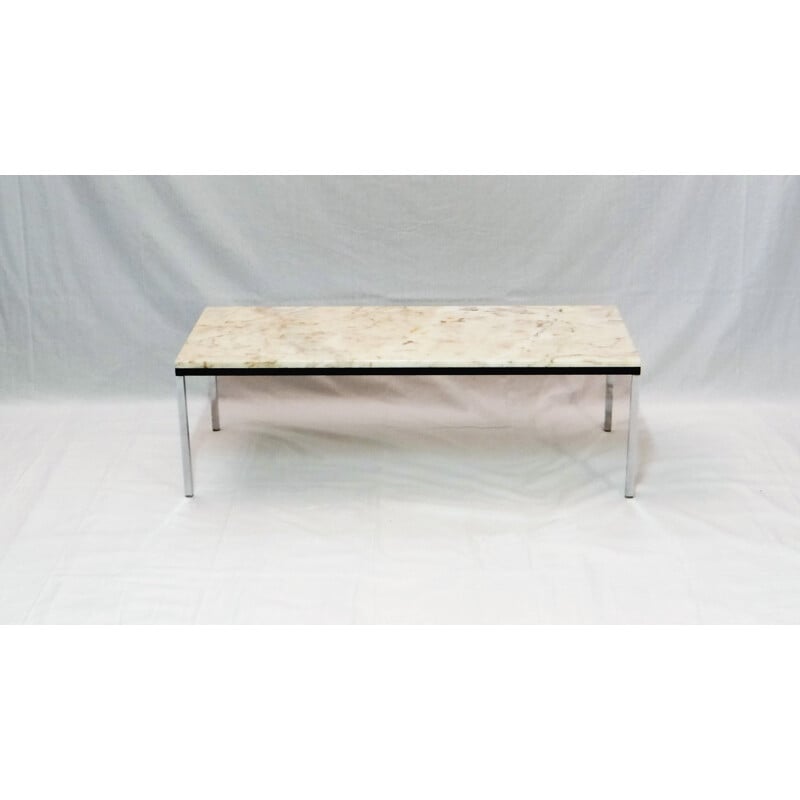 Mid century rectangular coffee table with marble top - 1960s