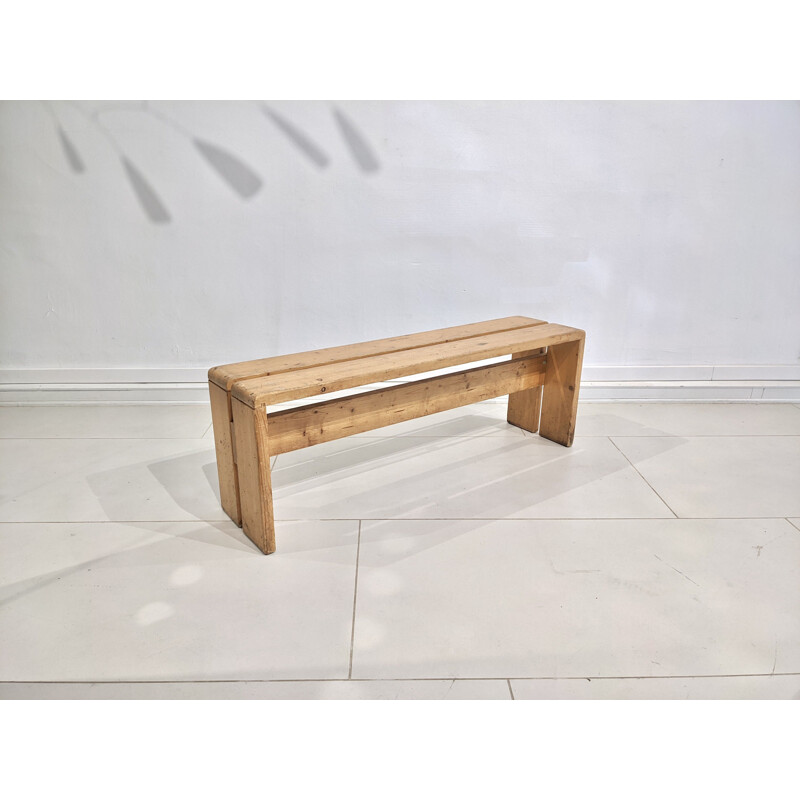 Vintage bench in pine wood for Les Arcs