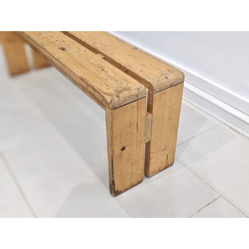 Vintage bench in pine wood for Les Arcs