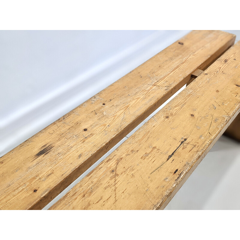 Banco de madera de pino vintage para Les Arcs