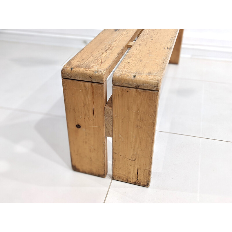 Vintage bench in pine wood for Les Arcs