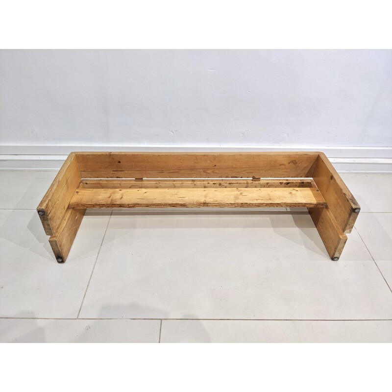 Vintage bench in pine wood for Les Arcs