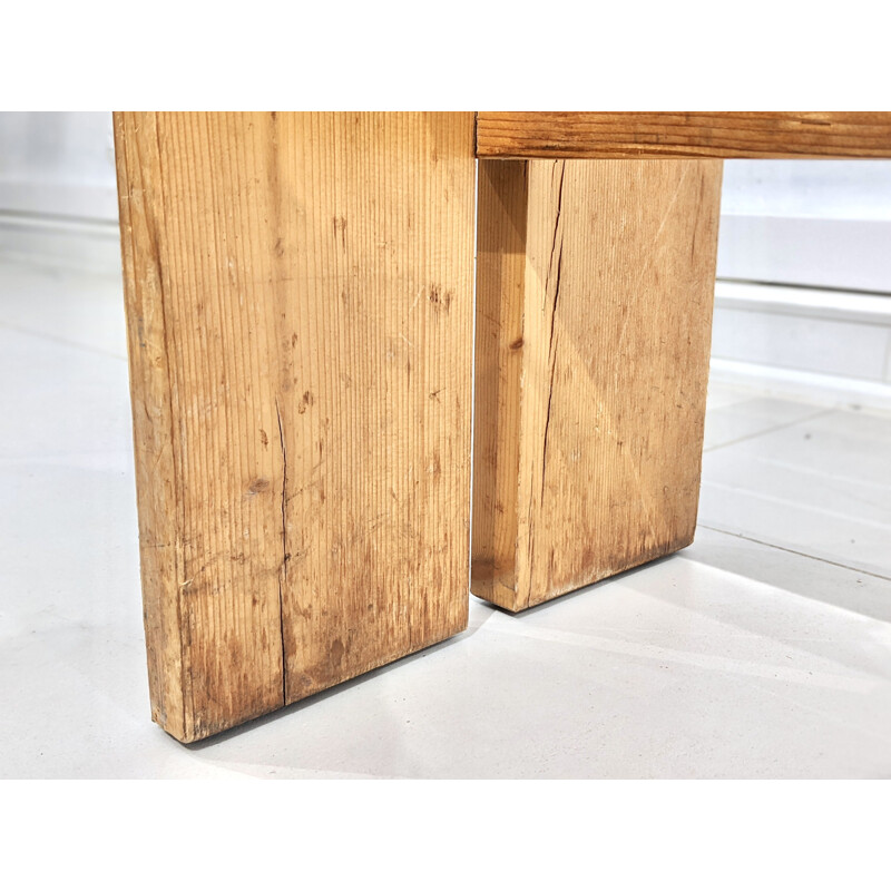 Vintage bench in pine wood for Les Arcs