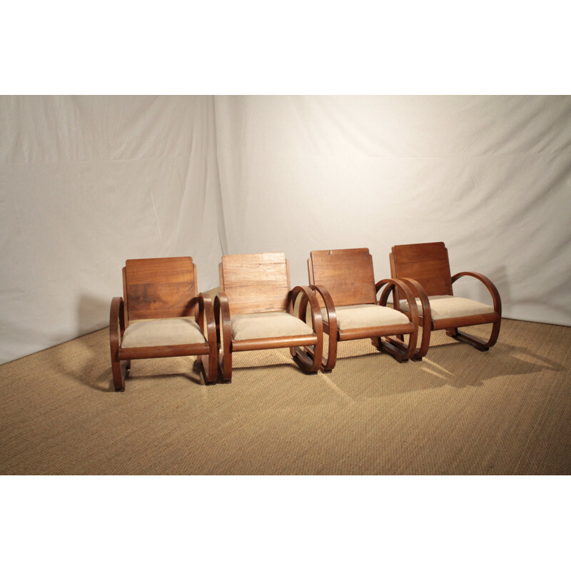 Pair of oak modernist armchairs - 1930s