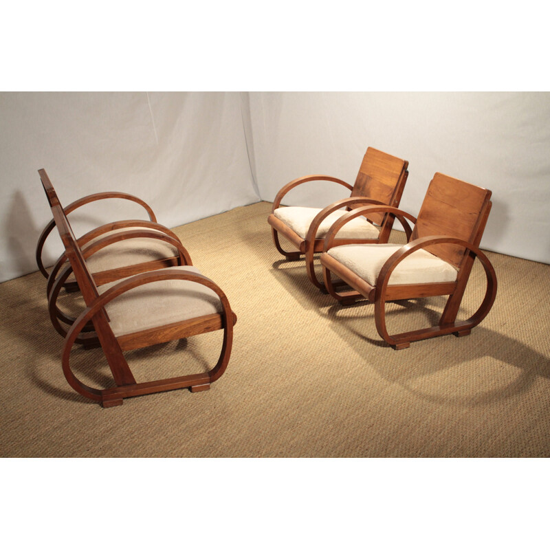 Pair of oak modernist armchairs - 1930s