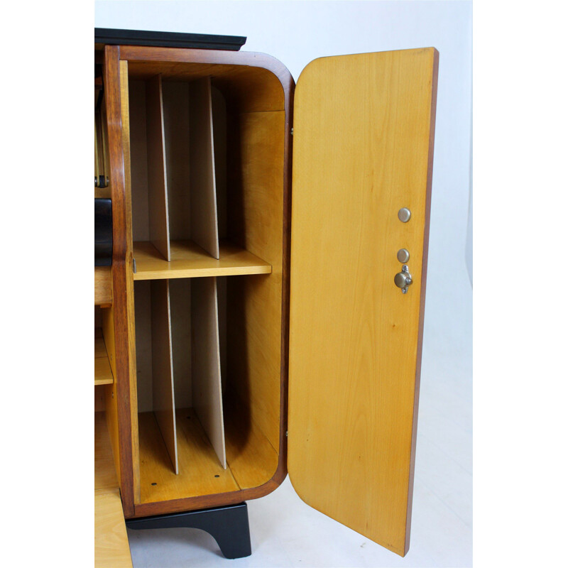 Vintage walnut record cabinet by J. Halabala for Supraphon, 1958