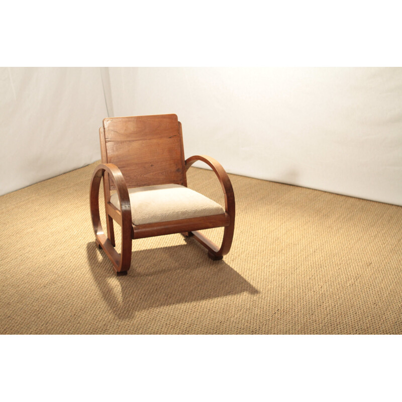 Pair of oak modernist armchairs - 1930s