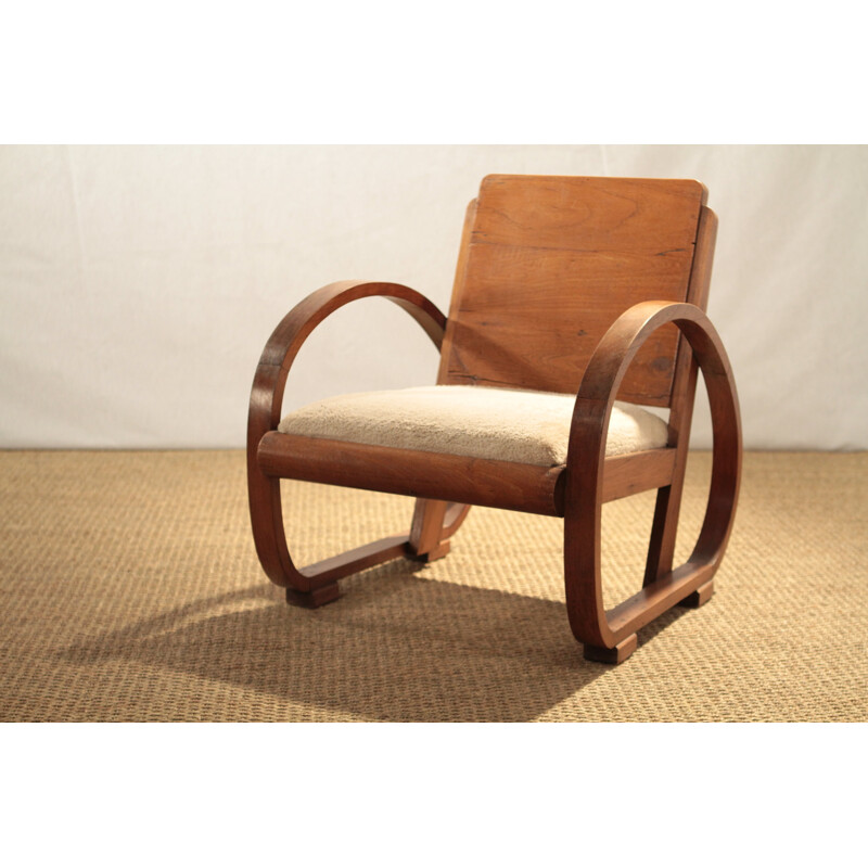 Pair of oak modernist armchairs - 1930s