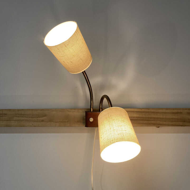 Scandinavian vintage double wall lamp, 1950