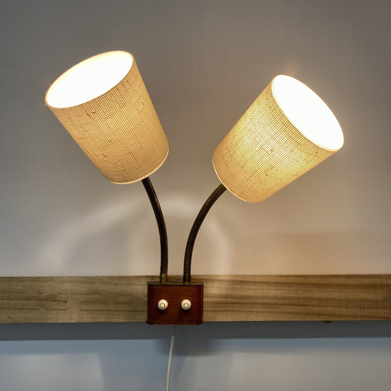 Scandinavian vintage double wall lamp, 1950