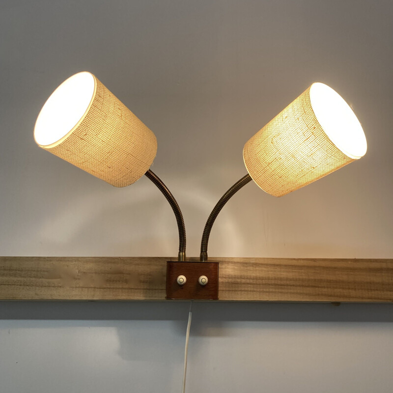 Scandinavian vintage double wall lamp, 1950