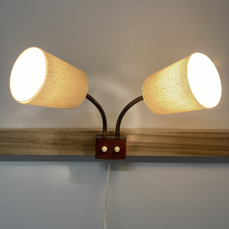 Scandinavian vintage double wall lamp, 1950