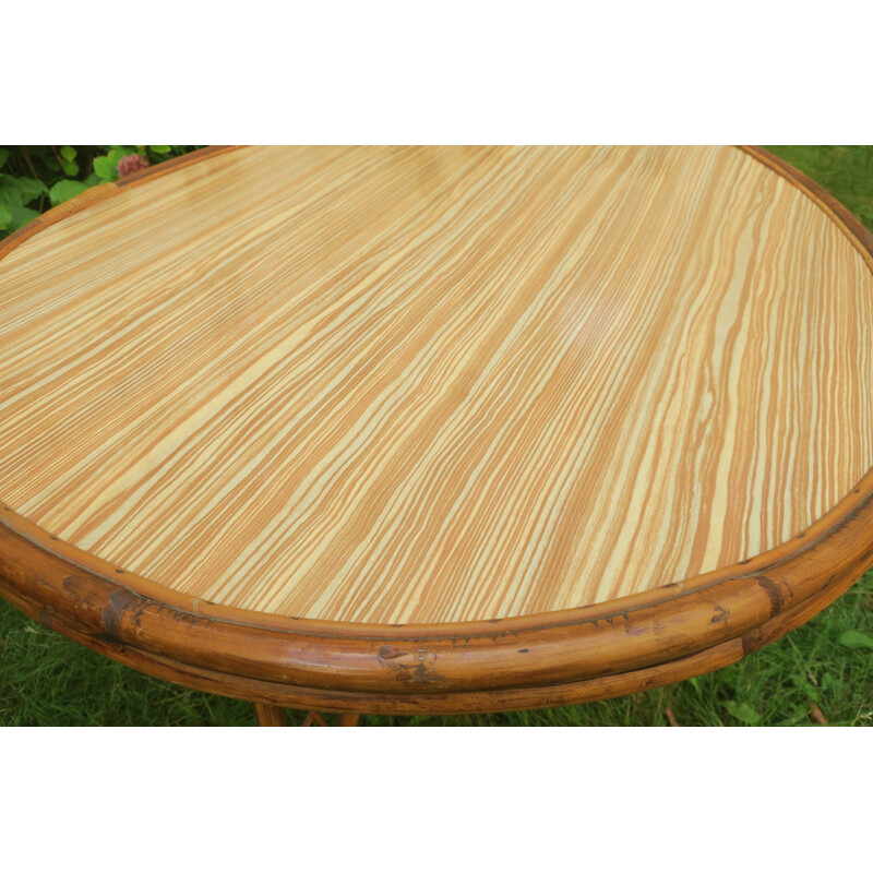 Mid century leaf-shaped bamboo garden table, 1960