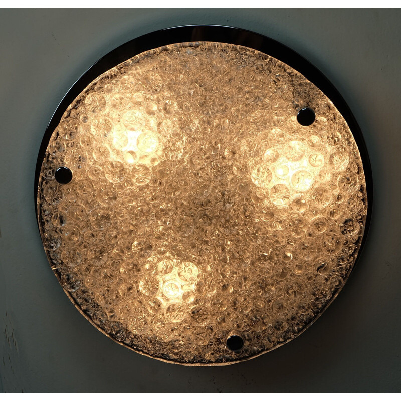 Bubble glass and chromed metal Hillebrand ceiling lamp - 1970s
