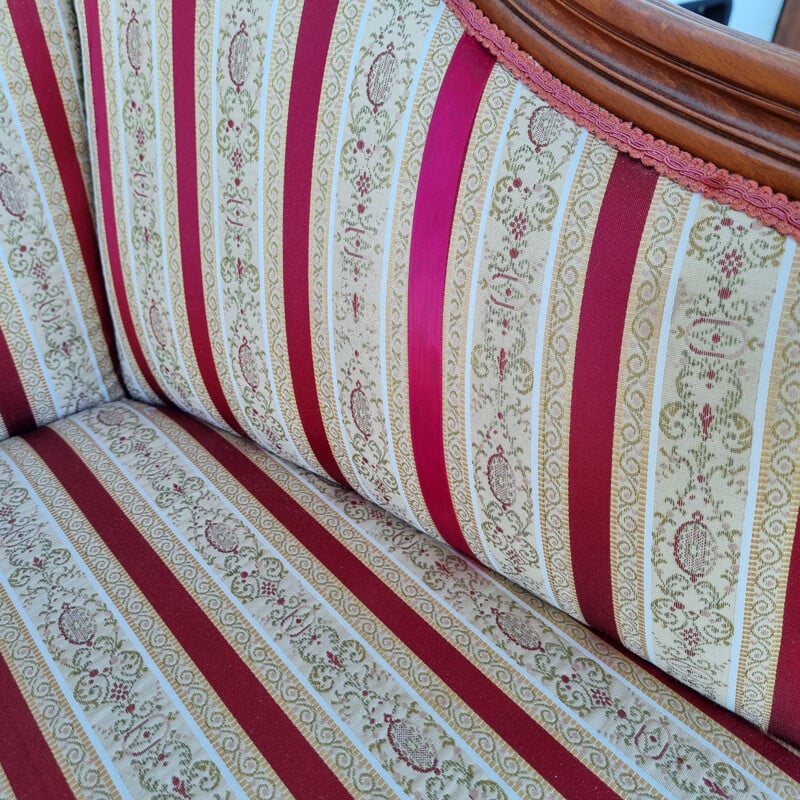 Vintage burgundy striped armchair by Ital Salotti, Italy 1980