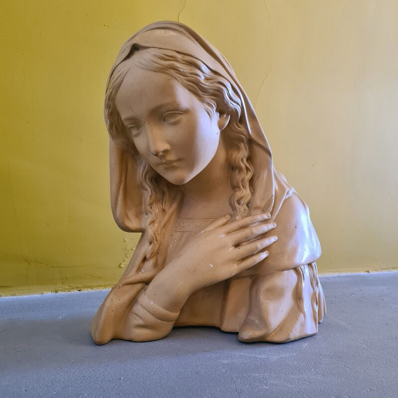 Buste de Marie vintage en plâtre, 1900